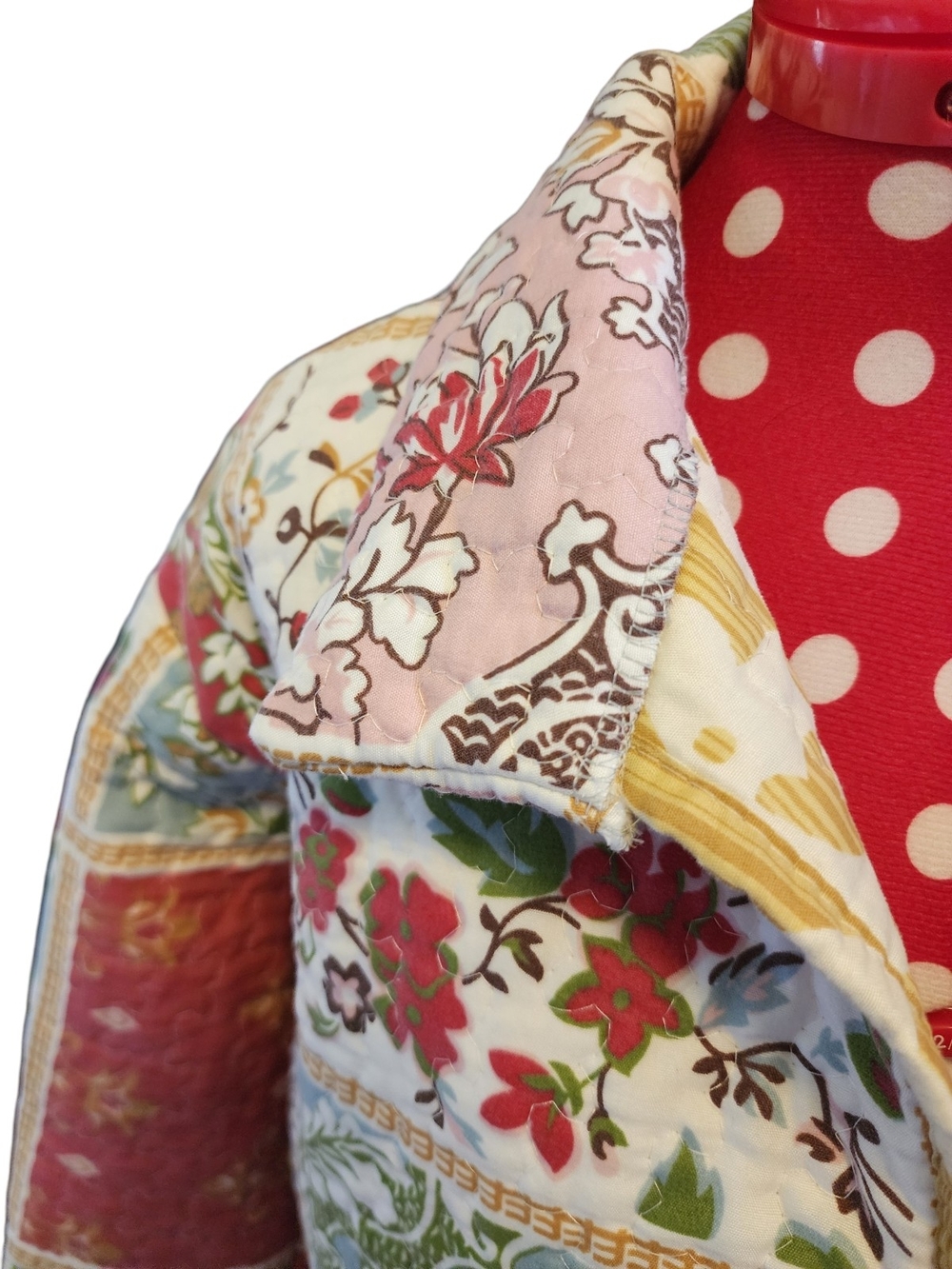 Repurpose Quilted Coat Jacket Paisley Pastel Floral Homemade Spring Fall Upcycle - Picture 3 of 8